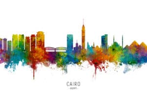 Cairo Egypt Skyline unique digital wall art canvas framed prints