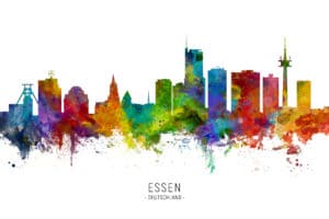Essen Germany Skyline unique digital wall art canvas framed prints