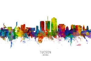 Tucson Arizona Skyline unique digital wall art canvas framed prints