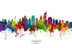 Jakarta Skyline Indonesia unique digital wall art canvas framed prints