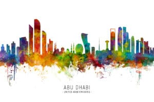 Abu Dhabi Skyline unique digital wall art canvas framed prints