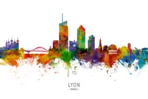 Lyon France Skyline unique digital wall art canvas framed prints