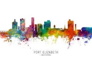 Port Elizabeth South Africa Skyline unique digital wall art canvas framed prints