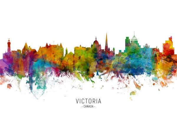 Victoria Canada Skyline unique digital wall art canvas framed prints
