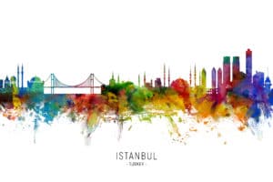 Istanbul Turkey Skyline unique digital wall art canvas framed prints