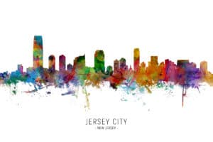 Jersey City New Jersey Skyline unique digital wall art canvas framed prints