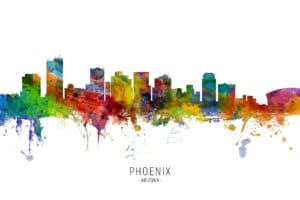 Phoenix Arizona Skyline unique digital wall art canvas framed prints