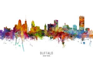 Buffalo New York Skyline unique digital wall art canvas framed prints