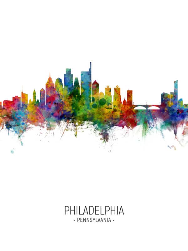 Philadelphia Pennsylvania Skyline unique digital wall art canvas framed prints