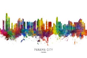 Panama City Skyline unique digital wall art canvas framed prints