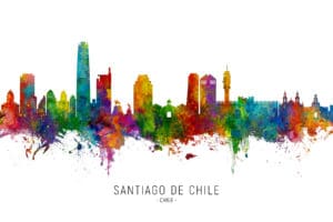 Santiago de Chile Skyline unique digital wall art canvas framed prints