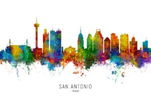 San Antonio Texas Skyline unique digital wall art canvas framed prints