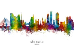 Sao Paulo Skyline Brazil unique digital wall art canvas framed prints