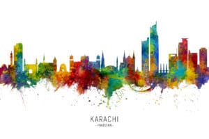 Karachi Pakistan Skyline unique digital wall art canvas framed prints