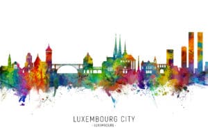 Luxembourg City Skyline unique digital wall art canvas framed prints