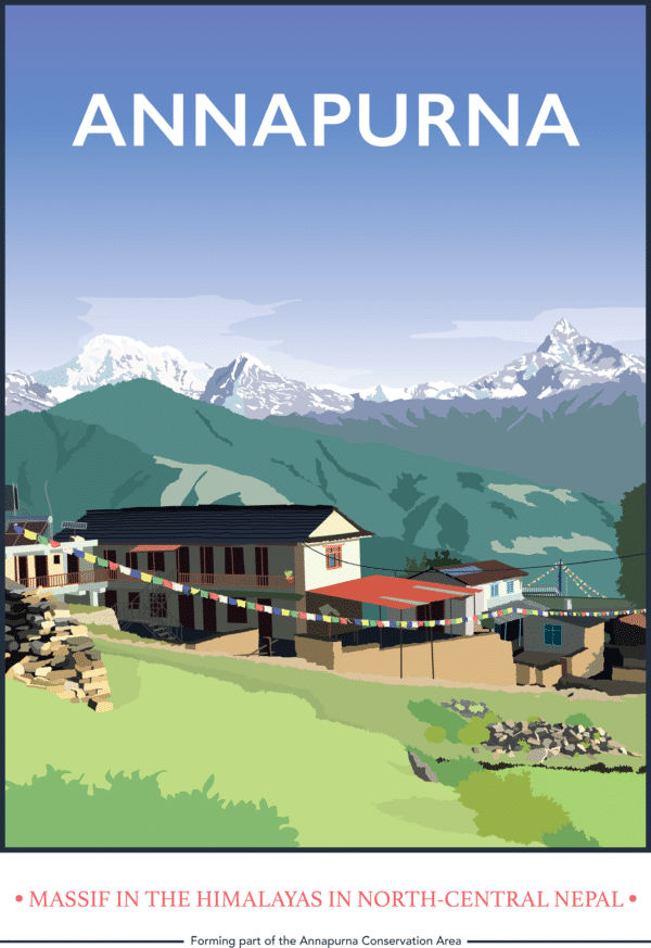 Annapurna, Nepal rustic digital canvas wall art print
