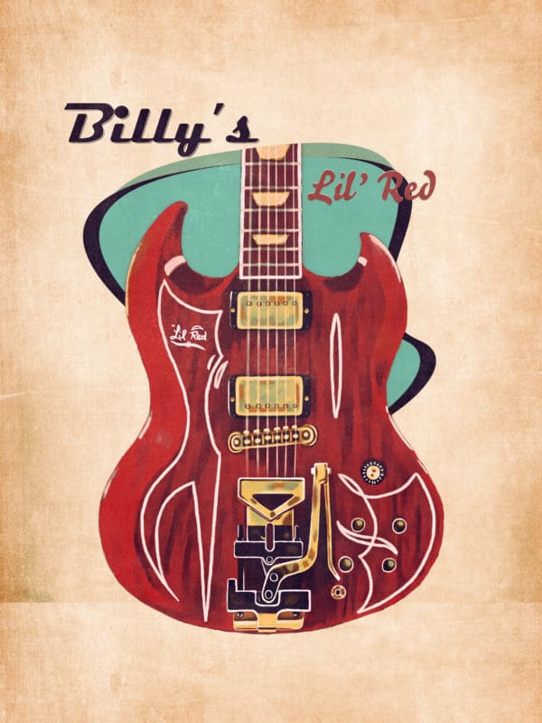 Billy Gibbons's guitar retro digital canvas artwork prints
