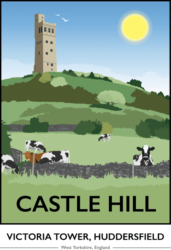 Castle Hill, Huddersfield rustic digital canvas wall art print