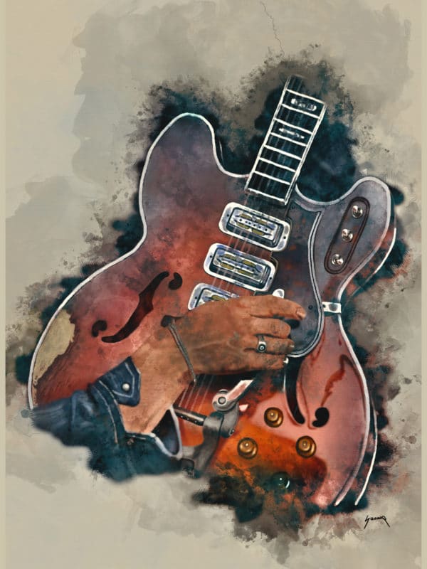 Dan Auerbach's guitar digital canvas artwork prints