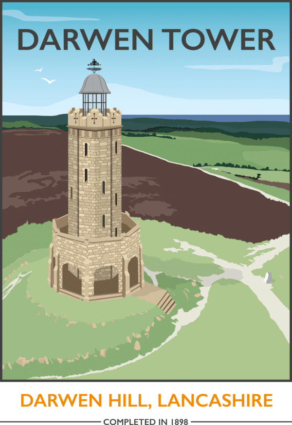 Darwen Tower, Lancashire rustic digital canvas wall art print
