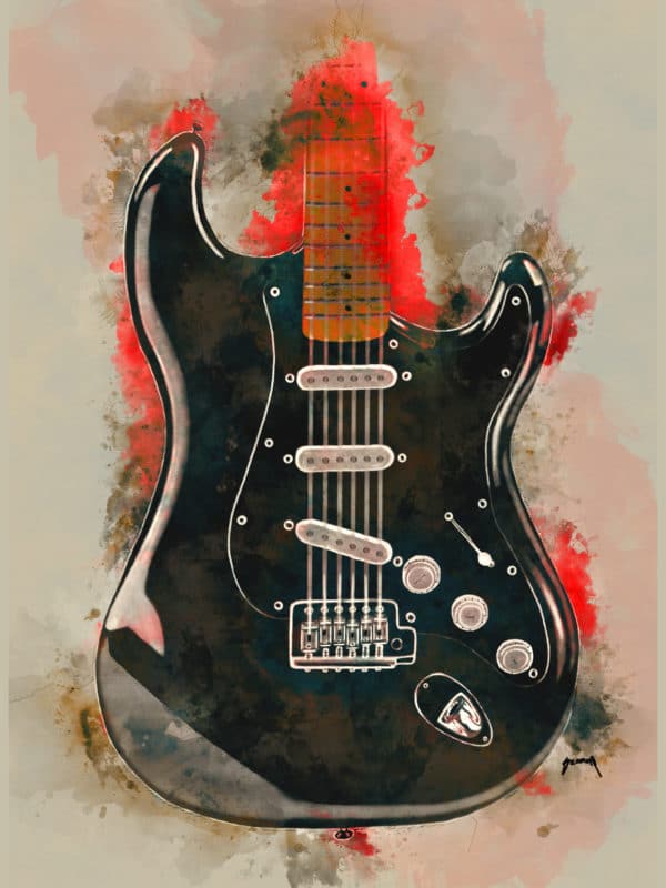 David Gilmour's guitar digital canvas artwork prints