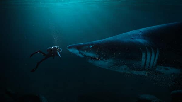 Diver and Shark surreal digital wall art prints