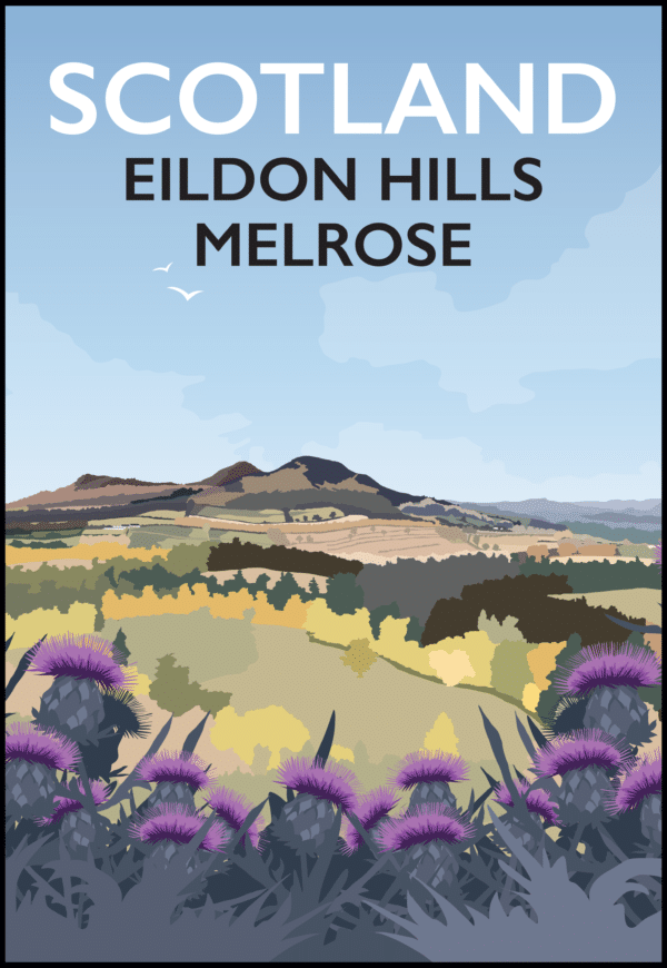 Eildon Hills, Melrose, Scotland Portrait rustic digital canvas wall art print