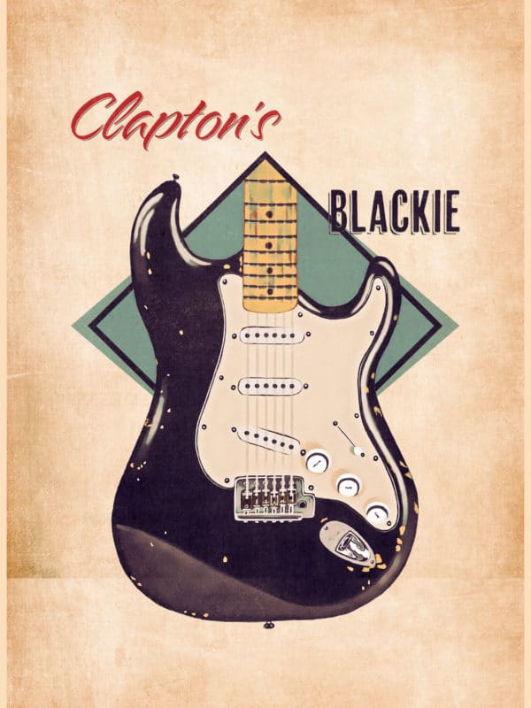Eric Clapton's Blackie guitar retro digital canvas artwork prints