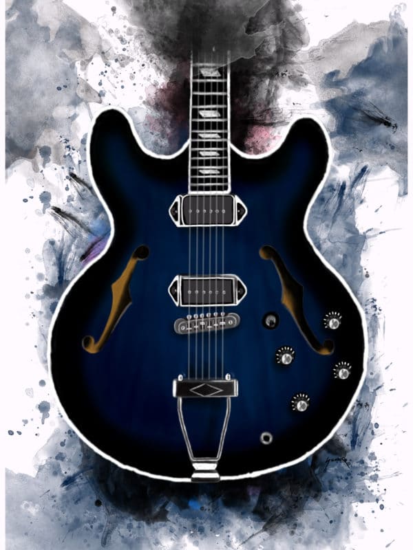 Gary Clark Jr's electric guitar digital canvas artwork prints