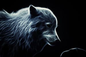 Glowing Artic Wolf surreal digital wall art prints