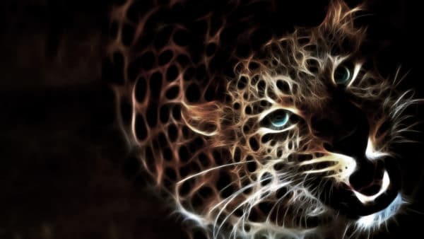 Glowing Leopard surreal digital wall art prints