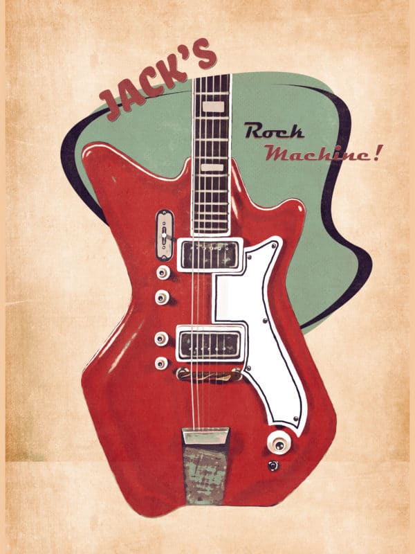 Jack White's guitar retro digital canvas artwork prints