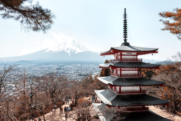 Mt Fuji with Chureito Pagoda landscape photography canvas and framed wall art