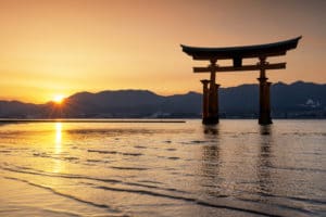 Sunset of Torii Gate landscape photography canvas and framed wall art