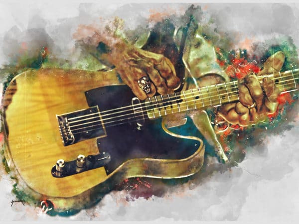 Keef's electric guitar digital canvas artwork prints
