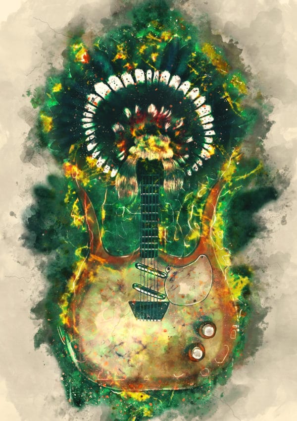 Link Wray's electric guitar digital canvas artwork prints