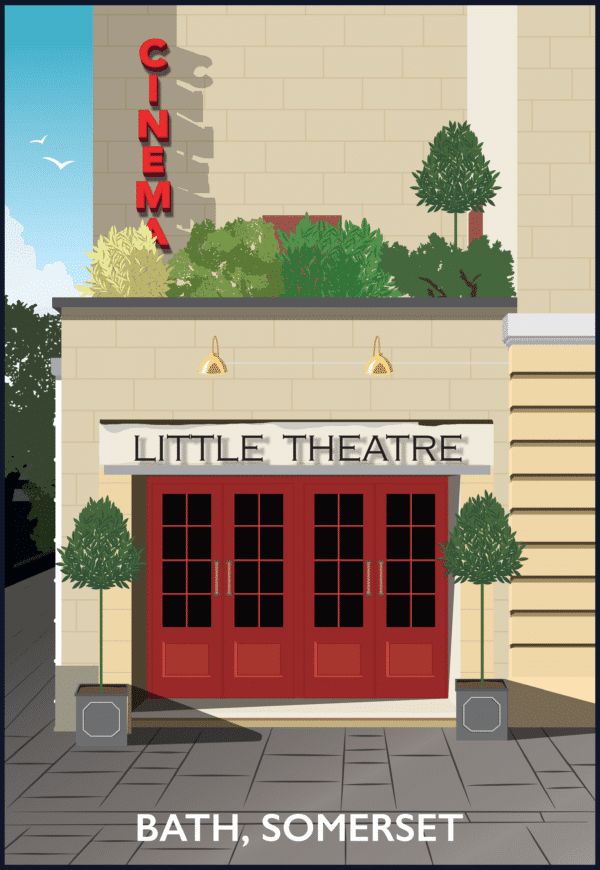 Little Theatre Cinema, Bath, Somerset rustic digital canvas wall art print