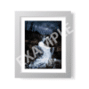 Milky Way Waterfall White Frame border landscape photography canvas and framed wall art