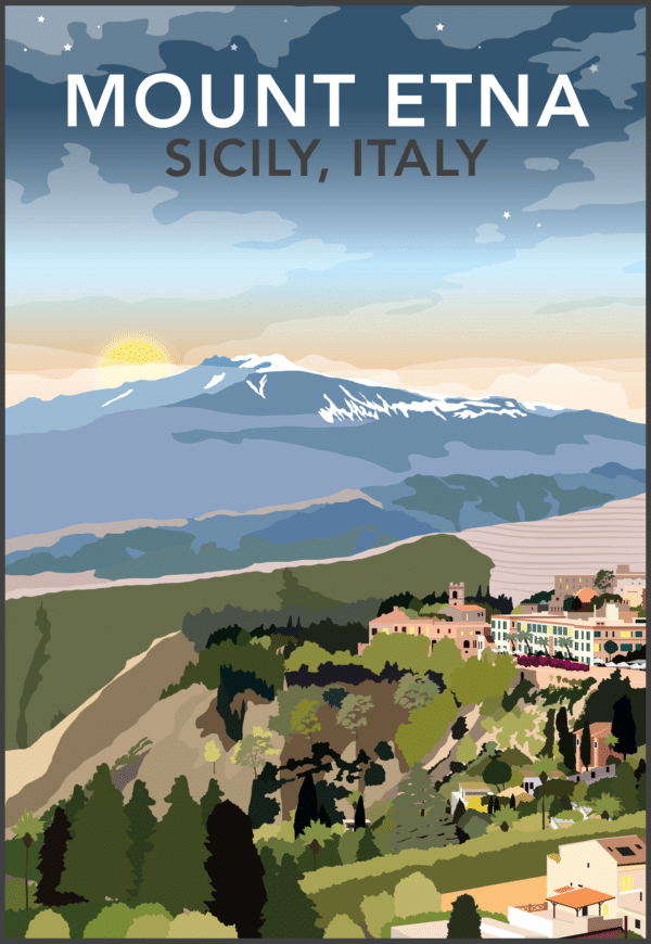 Mount Etna, Sicily, Italy rustic digital canvas wall art print