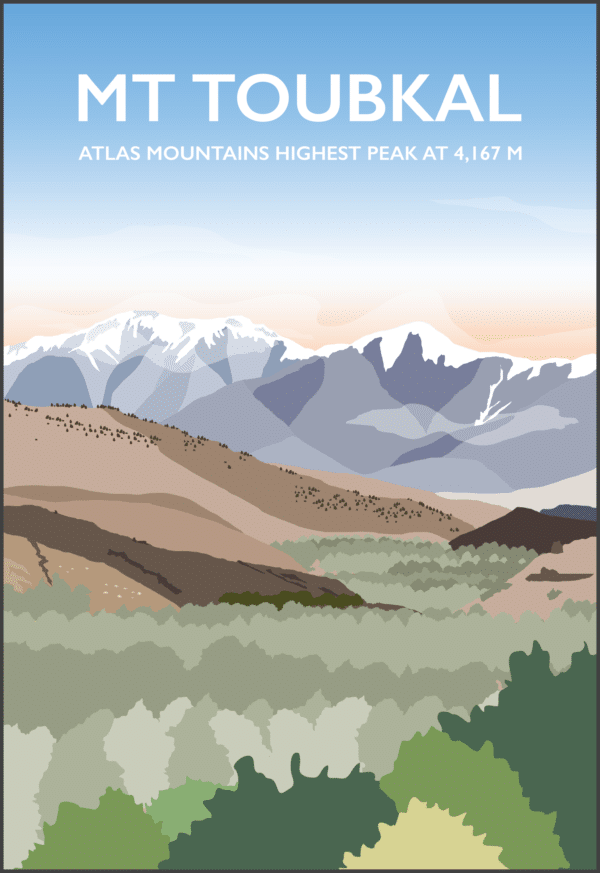 Mount Toubkal, Atlas Mountains rustic digital canvas wall art print