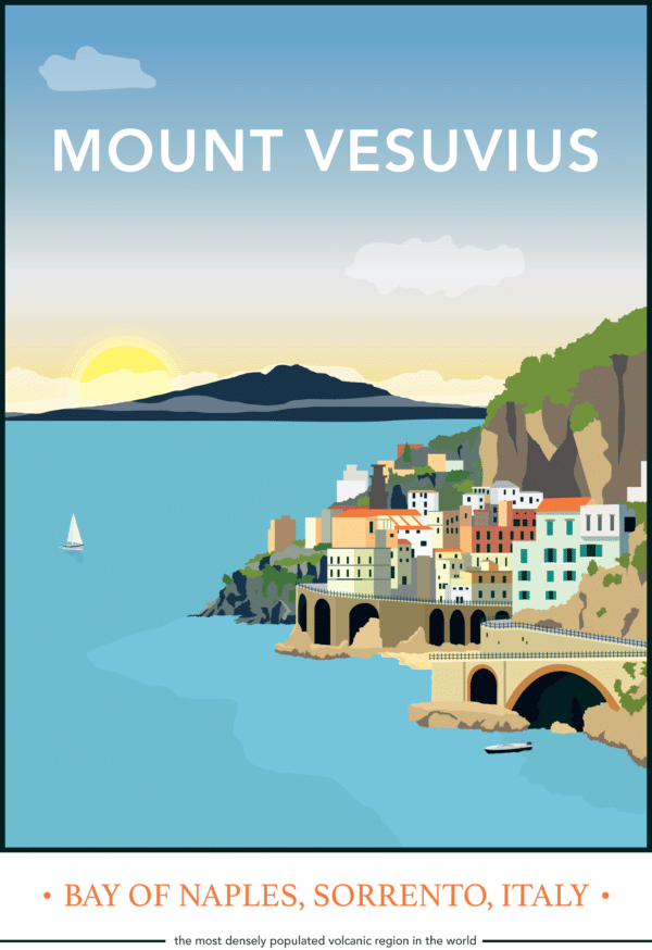 Mount Vesuvius rustic digital canvas wall art print