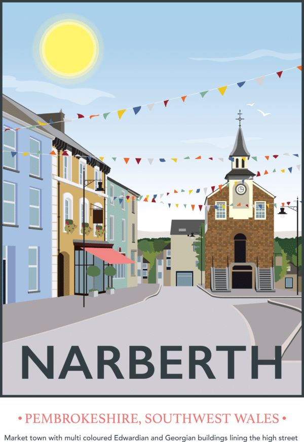 Narberth, Pembrokeshire rustic digital canvas wall art print