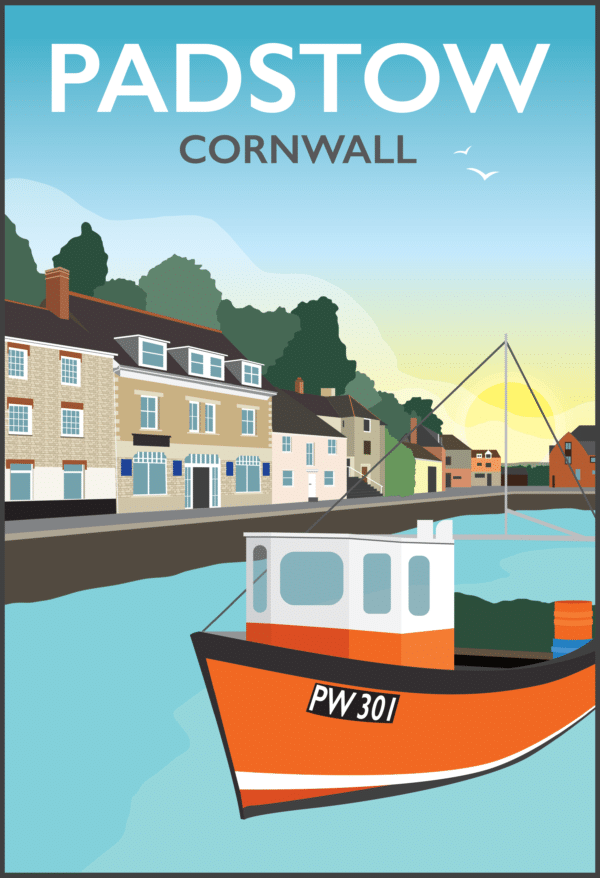Padstow, Cornwall rustic digital canvas wall art print
