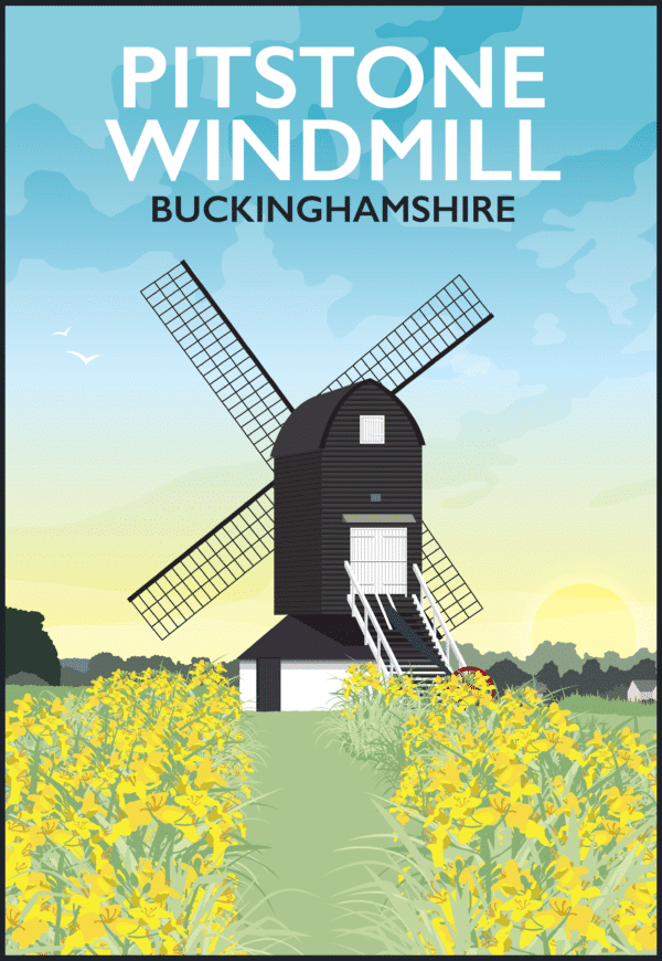 Pitstone Windmill, Buckinghamshire rustic digital canvas wall art print