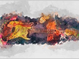 Popa Chubby's electric guitar digital canvas artwork prints