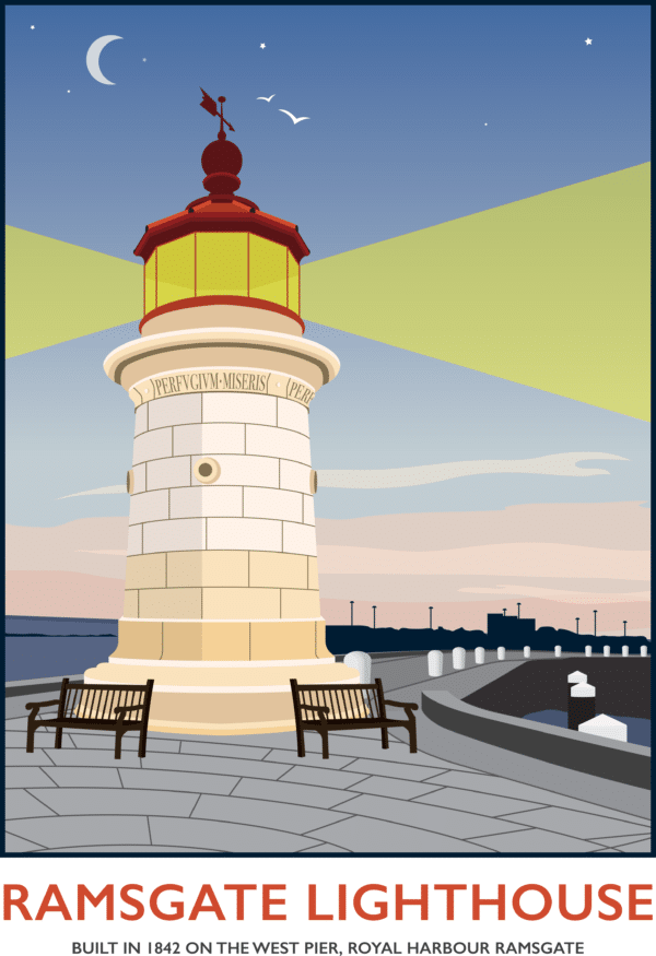 Ramsgate Lighthouse rustic digital canvas wall art print