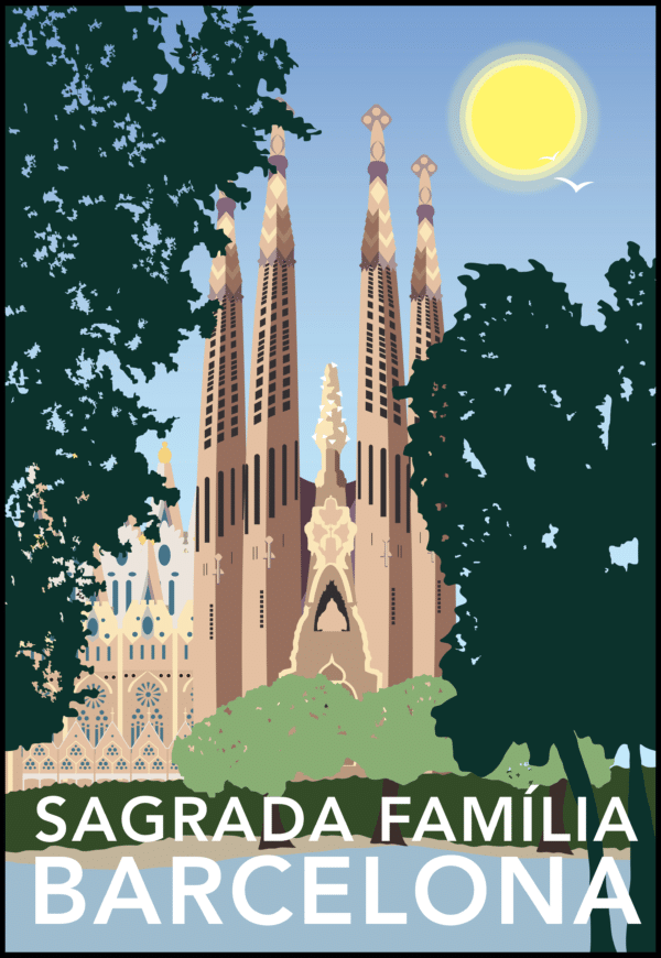 Sagrada Familia, Barcelona rustic digital canvas wall art print