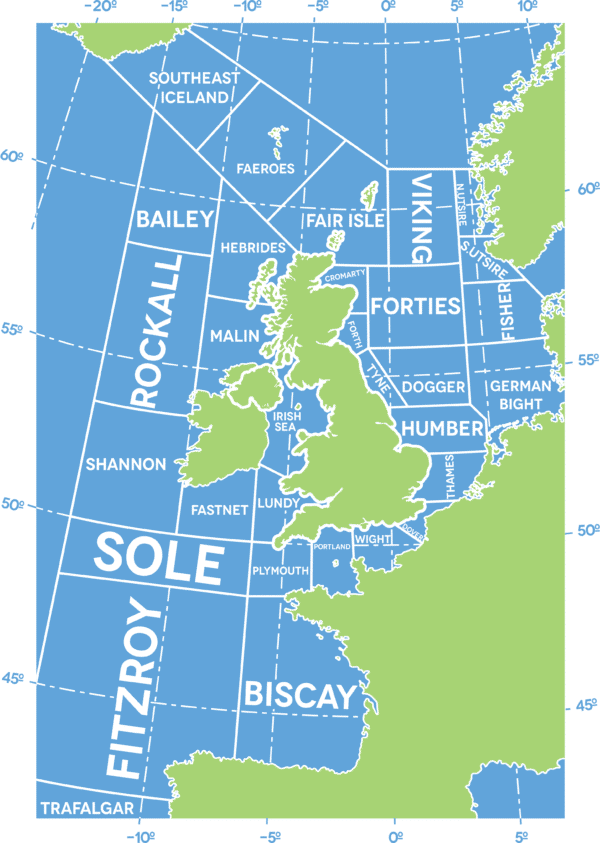 Shipping Forecast Weather Map rustic digital canvas wall art print