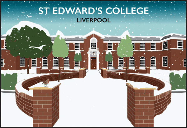 St Edward's College, Liverpool Winter rustic digital canvas wall art print