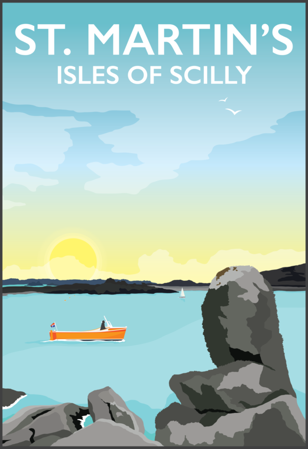 St Martin's, Isles of Scilly rustic digital canvas wall art print
